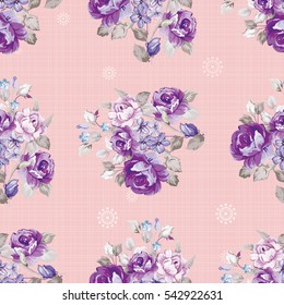 Seamless floral pattern with violet roses Vector Illustration EPS8
