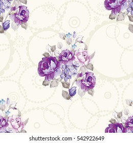 Seamless floral pattern with violet roses Vector Illustration EPS8
