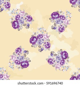 Seamless floral pattern with violet roses Vector Illustration EPS8