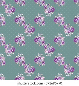 Seamless floral pattern with violet roses Vector Illustration EPS8