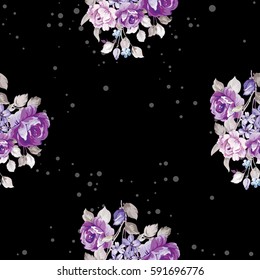 Seamless floral pattern with violet roses Vector Illustration EPS8