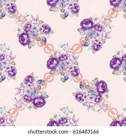 Seamless floral pattern with violet roses Vector Illustration EPS8