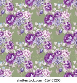 Seamless floral pattern with violet roses Vector Illustration EPS8