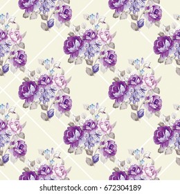 Seamless floral pattern with violet roses Vector Illustration EPS8