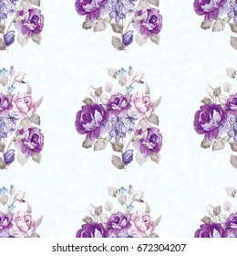 Seamless floral pattern with violet roses Vector Illustration EPS8