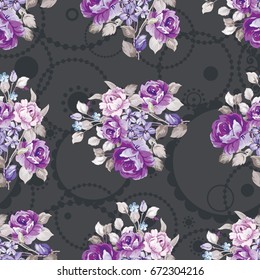 Seamless floral pattern with violet roses Vector Illustration EPS8