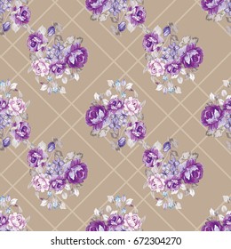 Seamless floral pattern with violet roses Vector Illustration EPS8