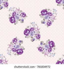 Seamless floral pattern with violet roses Vector Illustration EPS8