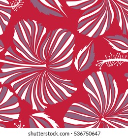 Seamless floral pattern with violet and white hibiscus flowers, watercolor. Seamless pattern with floral motif. Vector illustration. Vector flower illustration.