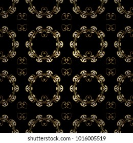 Seamless floral pattern. Wallpaper baroque, damask. Graphic modern seamless pattern on black and yellow colors. Seamless vector background.
