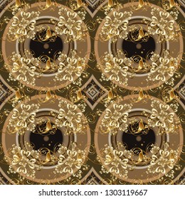 Seamless floral pattern. Wallpaper baroque, damask. Seamless vector background. Graphic modern seamless pattern on brown and beige colors.