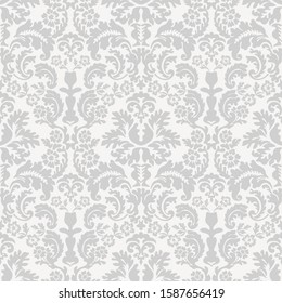 Seamless floral pattern. Wallpaper, fabric. Classic background and pattern colors gray and white.