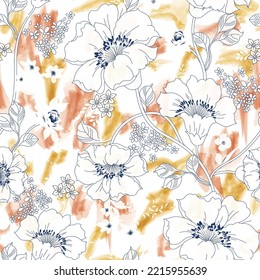 motif harmonieux floral, arrière-plan à l'aquarelle