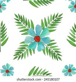 Seamless floral pattern. Watercolor illustration. Vector element for your design.