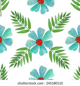Seamless floral pattern. Watercolor illustration. Vector element for your design.