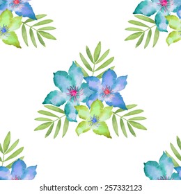 Seamless floral pattern. Watercolor illustration. Vector element for your design.