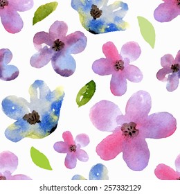 Seamless floral pattern. Watercolor illustration. Vector element for your design.