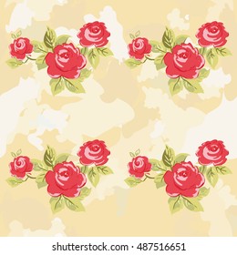 Seamless floral pattern with watercolor red roses Vector Illustration EPS8
