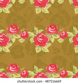 Seamless floral pattern with watercolor red roses Vector Illustration EPS8
