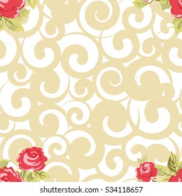 Seamless floral pattern with watercolor red roses Vector Illustration EPS8