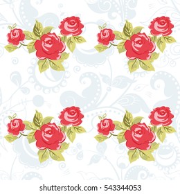 Padrão floral contínuo com cor de água rosas vermelhas Ilustração Vetor EPS8