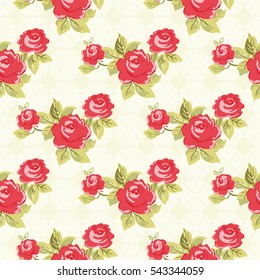 Seamless floral pattern with watercolor red roses Vector Illustration EPS8