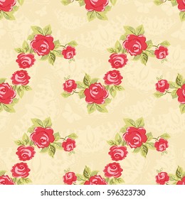 Seamless floral pattern with watercolor red roses Vector Illustration EPS8