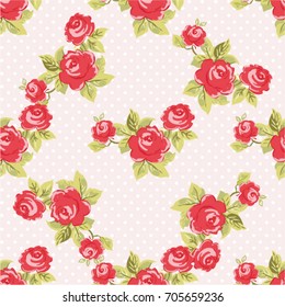 Seamless floral pattern with watercolor red roses Vector Illustration EPS8