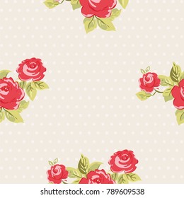 Seamless floral pattern with watercolor red roses Vector Illustration