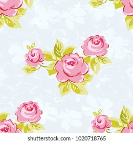 Seamless floral pattern with watercolor rose roses Vector Illustration