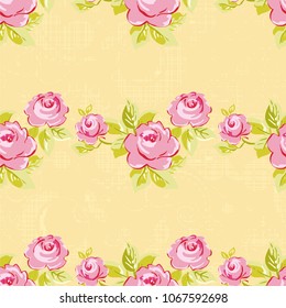 Seamless floral pattern with watercolor rose roses Vector Illustration