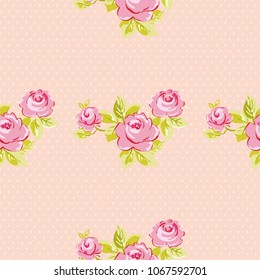 Seamless floral pattern with watercolor rose roses Vector Illustration