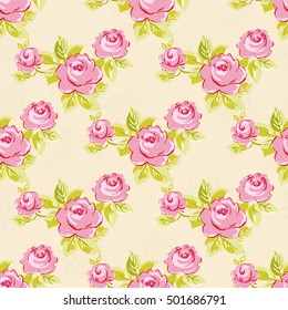 Seamless floral pattern with watercolor rose roses Vector Illustration EPS8