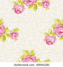 Seamless floral pattern with watercolor rose roses Vector Illustration EPS8