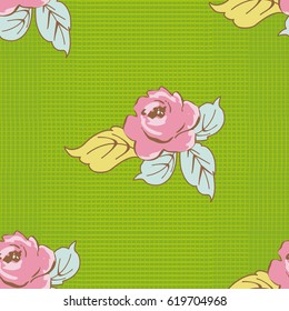 Seamless floral pattern with watercolor rose on leaves Vector Illustration EPS8