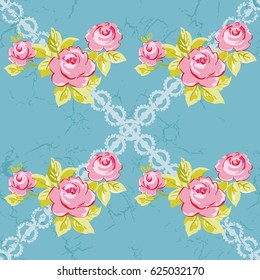 Seamless floral pattern with watercolor rose roses Vector Illustration EPS8