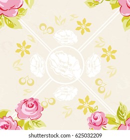 Seamless floral pattern with watercolor rose roses Vector Illustration EPS8