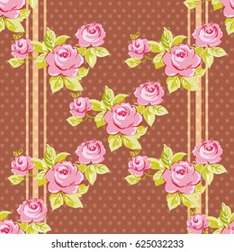 Seamless floral pattern with watercolor rose roses Vector Illustration EPS8