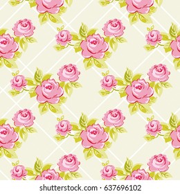 Seamless floral pattern with watercolor rose roses Vector Illustration EPS8