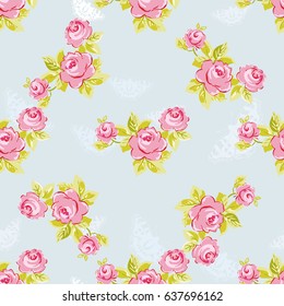 Seamless floral pattern with watercolor rose roses Vector Illustration EPS8