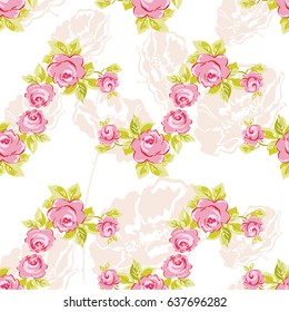 Seamless floral pattern with watercolor rose roses Vector Illustration EPS8