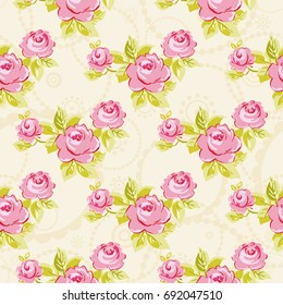 Seamless floral pattern with watercolor rose roses Vector Illustration EPS8