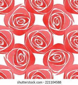 Seamless floral pattern watercolor roses, ivintage illustration. 