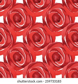 Seamless floral pattern watercolor roses, vintage illustration.