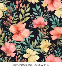 Seamless floral pattern in  watercolor  style  for wrappers, wallpapers, postcards, greeting cards, wedding invites.