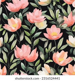 Seamless floral pattern in  watercolor  style  for wrappers, wallpapers, postcards, greeting cards, wedding invites.