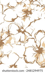 Seamless floral pattern with watercolor textured, abstract flower and leaf background, elements,Wallpaper, design, vecto, of flowers prepared for textile printing