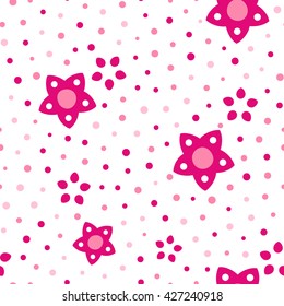 Seamless floral pattern with white background. Vector repeating texture.