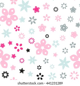 Seamless floral pattern with white background