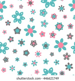 Seamless floral pattern with white background. Vector repeating texture.